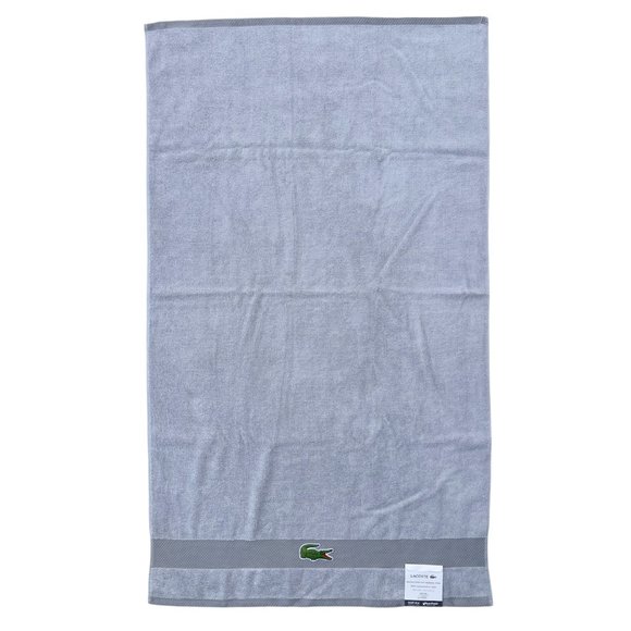 LACOSTE HOME Grey Heritage Anti-Microbial Supima Cotton Bath Towel, 30" x 52" - Picture 1 of 2